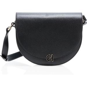 Cole Haan Womens Evie Leather Saddle Bag(Black)