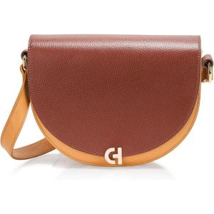 Cole Haan Womens Evie Leather Saddle Bag(Dark Cuoio/Ivory/Biscuit)