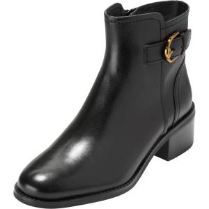Cole Haan Women’s Hanover Buckle Ankle Boots(Black Leather)