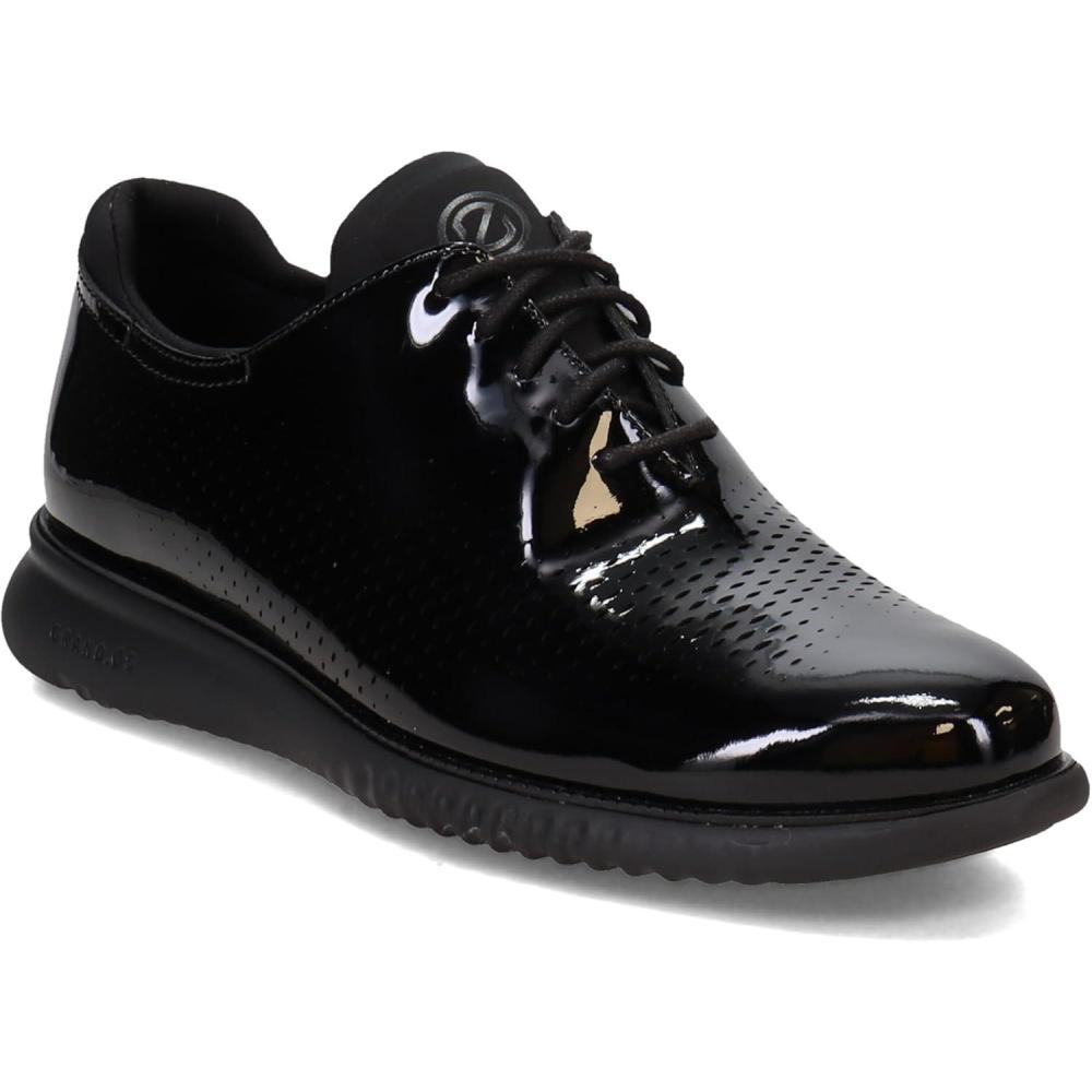 imageCole Haan Mens 2Zerogrand Laser Cut Wingtip OxfordBlack Patent SaffianoBlack Outsole