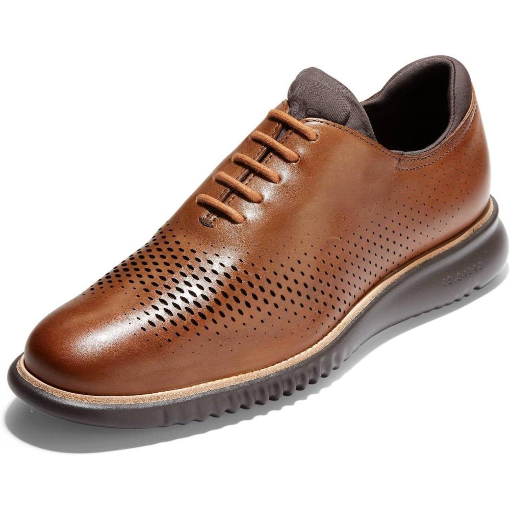 imageCole Haan Mens 2Zerogrand Laser Cut Wingtip OxfordBritish TanJava