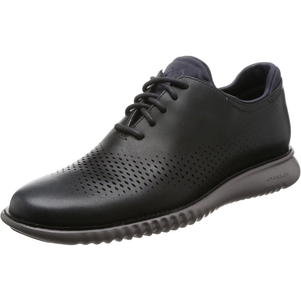imageCole Haan Mens 2Zerogrand Laser Cut Wingtip OxfordGray PinstripeIronstone
