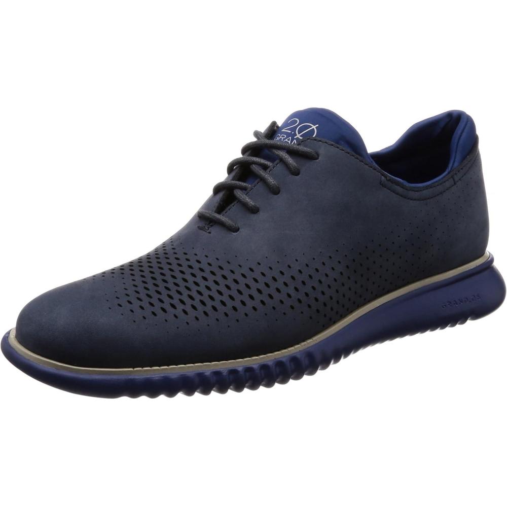 imageCole Haan Mens 2Zerogrand Laser Cut Wingtip OxfordIndia InkTidal Bllue