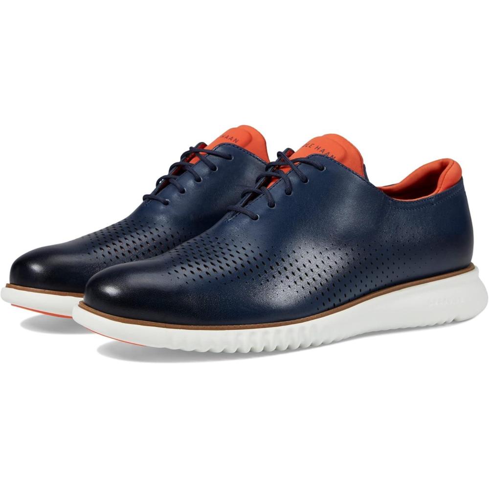 imageCole Haan Mens 2Zerogrand Laser Cut Wingtip OxfordNavy BlazerBurnt Ochre