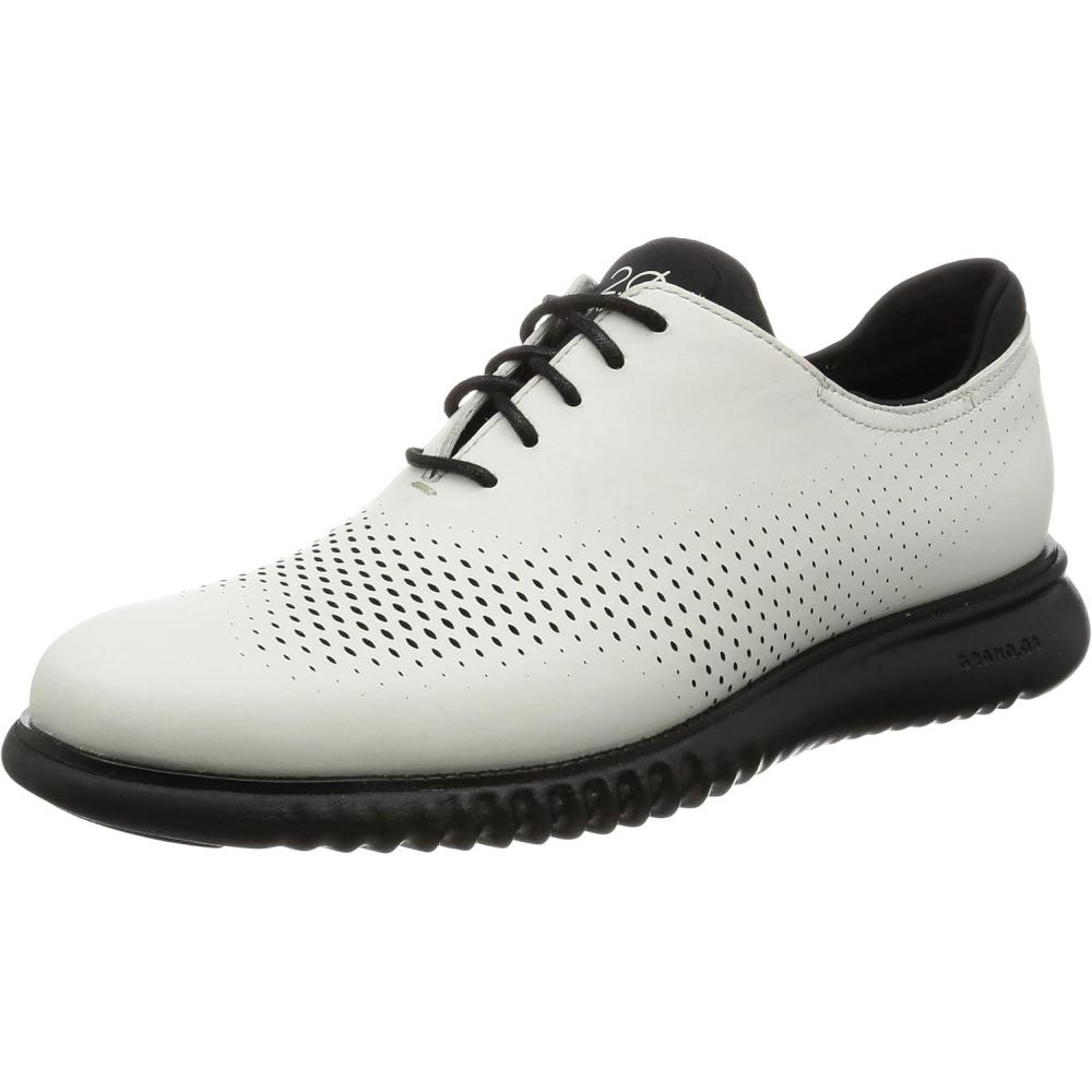 imageCole Haan Mens 2Zerogrand Laser Cut Wingtip OxfordOptic White LeatherBlack