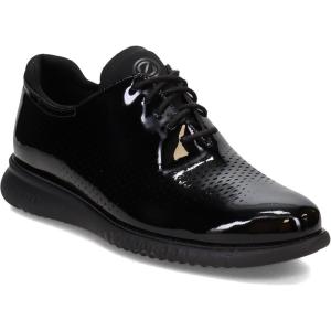 Cole Haan Men’s 2.Zerogrand Laser Cut Wingtip Oxford(Black Patent Saffiano/Black Outsole)