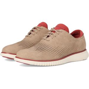 Cole Haan Men’s 2.Zerogrand Laser Cut Wingtip Oxford(Dark Latte Nubuck/Cinnabar)