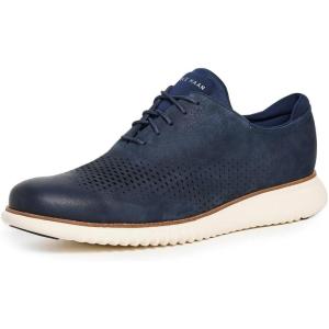 Cole Haan Men’s 2.Zerogrand Laser Cut Wingtip Oxford(Navy Blazer Nubuck/Ivory)