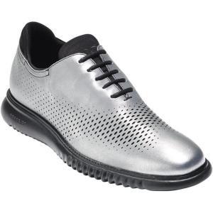 Cole Haan Men’s 2.Zerogrand Laser Cut Wingtip Oxford(Silver/Black)