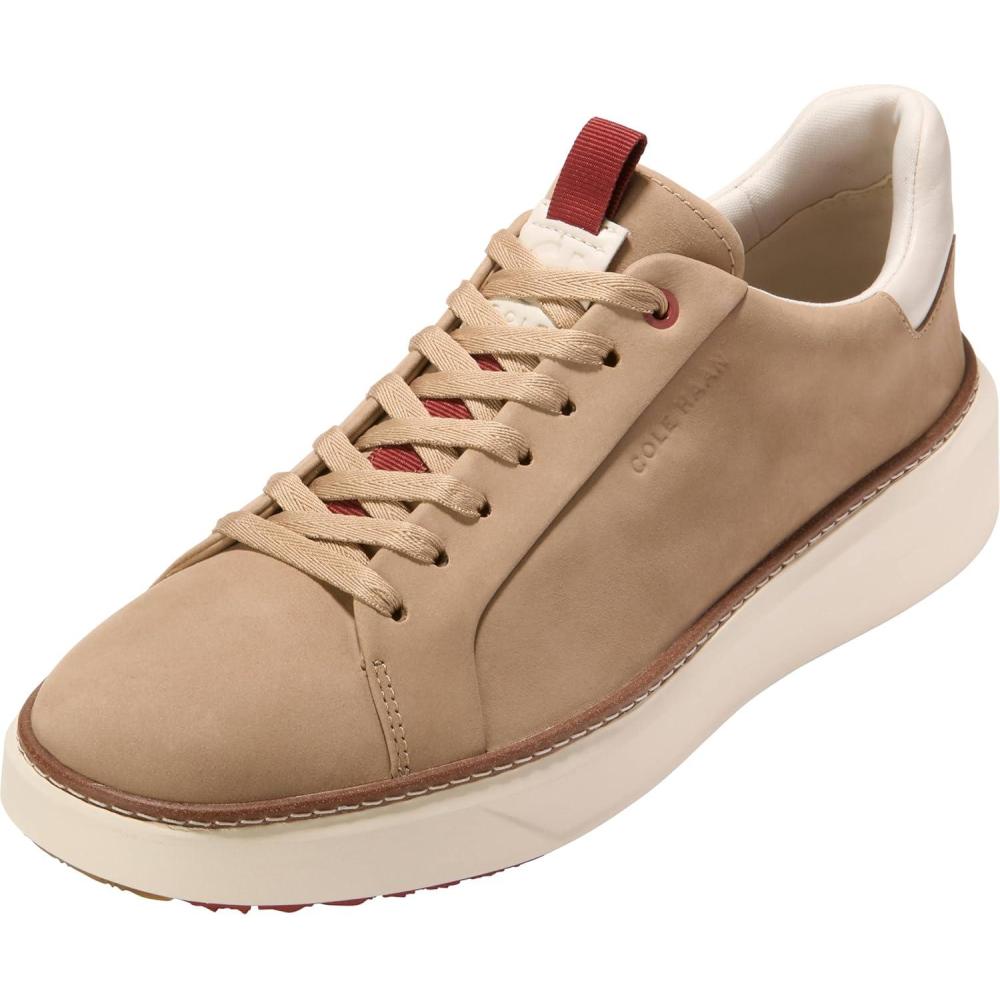 image:imageCole Haan Mens Grandpro Topspin Golf SneakersBirch Beige NubuckCinnabar