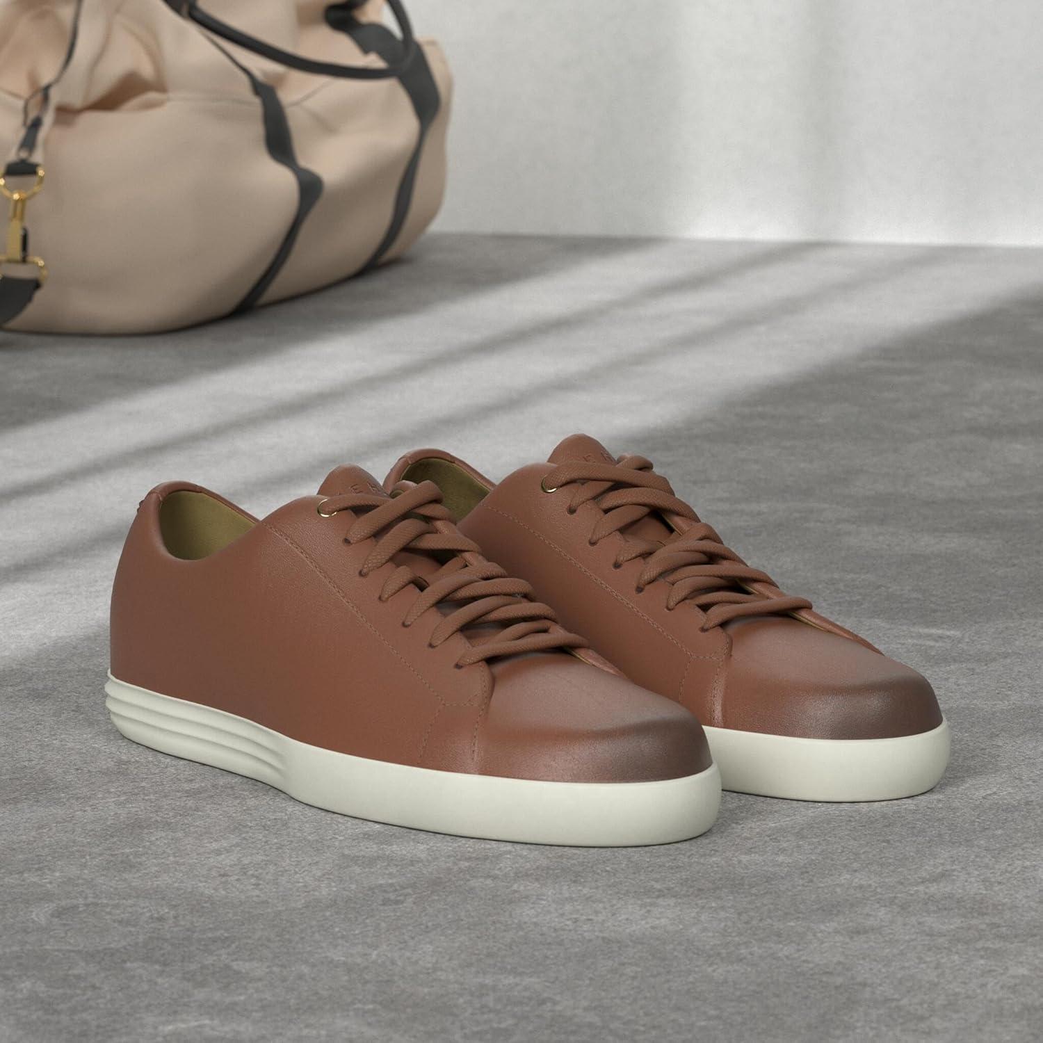image:imageCole Haan Mens Grand Crosscourt Leather SneakersTan Leather Burnished