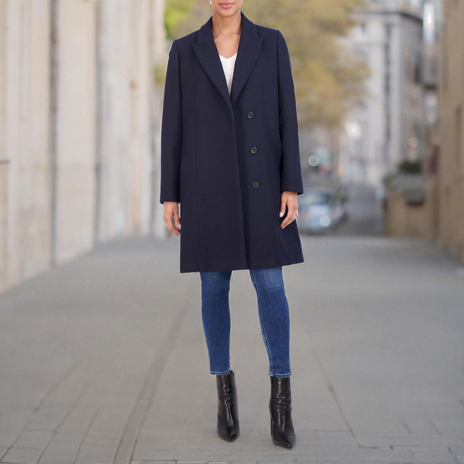 image:imageCole Haan womens Asymmetrical Lapel CoatNavy