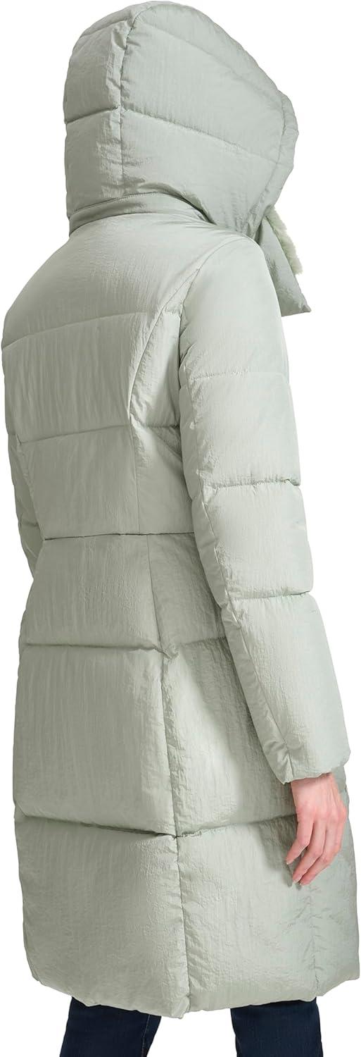 image:imageCole Haan womens Shimmer Nylon Faux Rabbit Lined Collar Quilted JacketSage