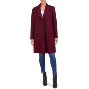 Cole Haan womens Asymmetrical Lapel Coat(Bordeaux)