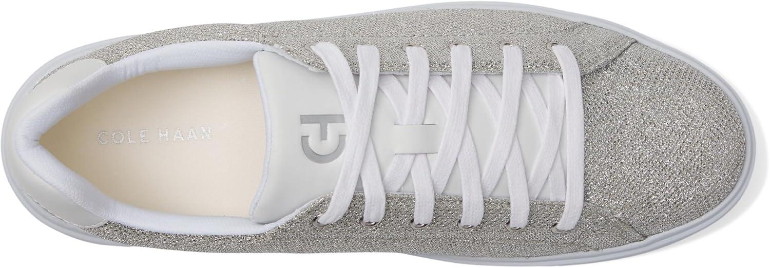 image:imageCole Haan Womens Grand Crosscourt Daily SneakerSilver Glitter MeshOptic White