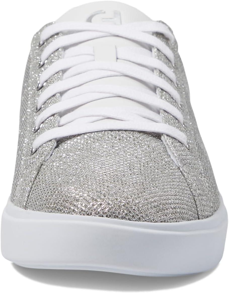 image:imageCole Haan Womens Grand Crosscourt Daily SneakerSilver Glitter MeshOptic White