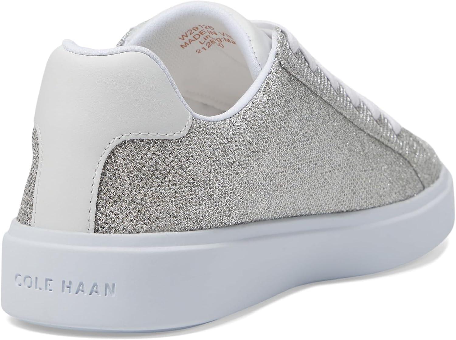 image:imageCole Haan Womens Grand Crosscourt Daily SneakerSilver Glitter MeshOptic White