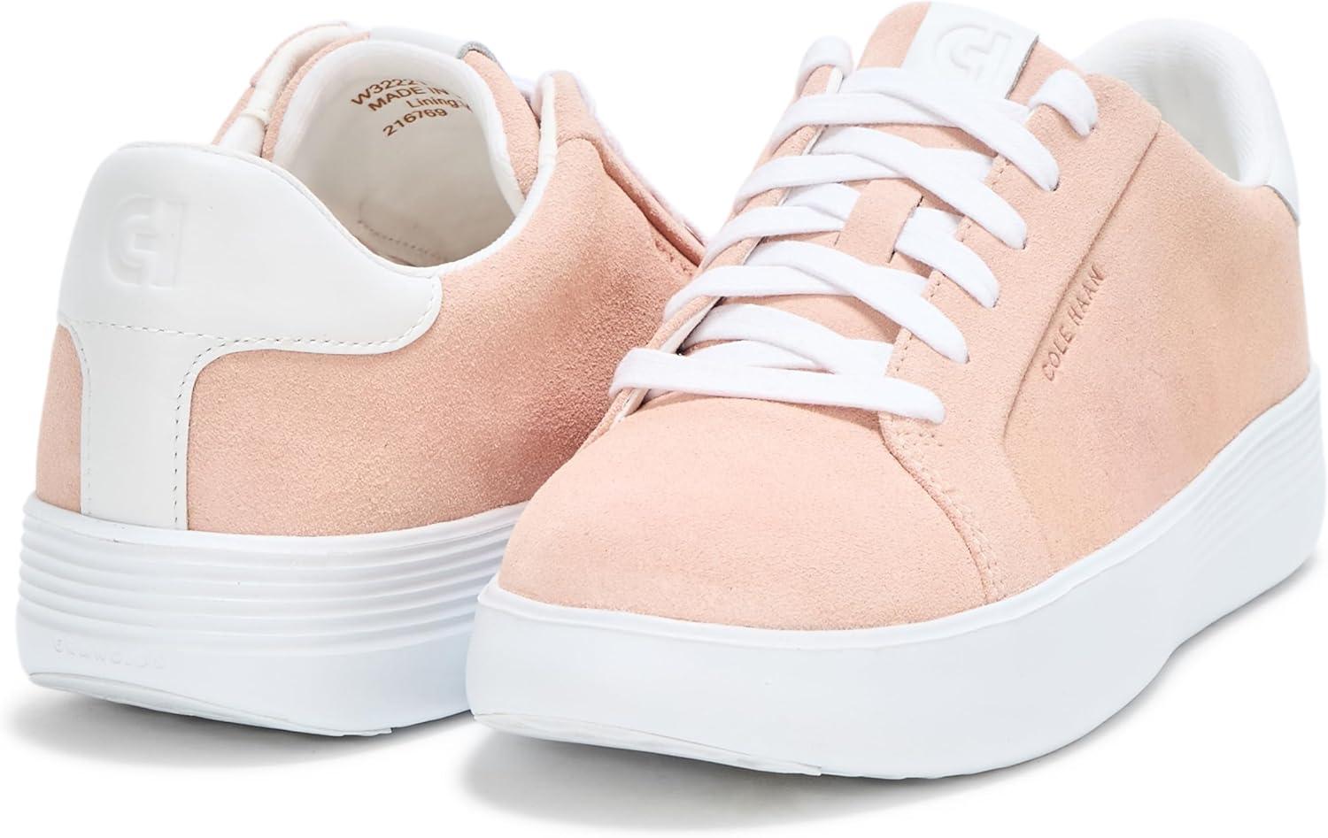 image:imageCole Haan Womens Grand Crosscourt Joy Platform SneakerCameo RoseSuede