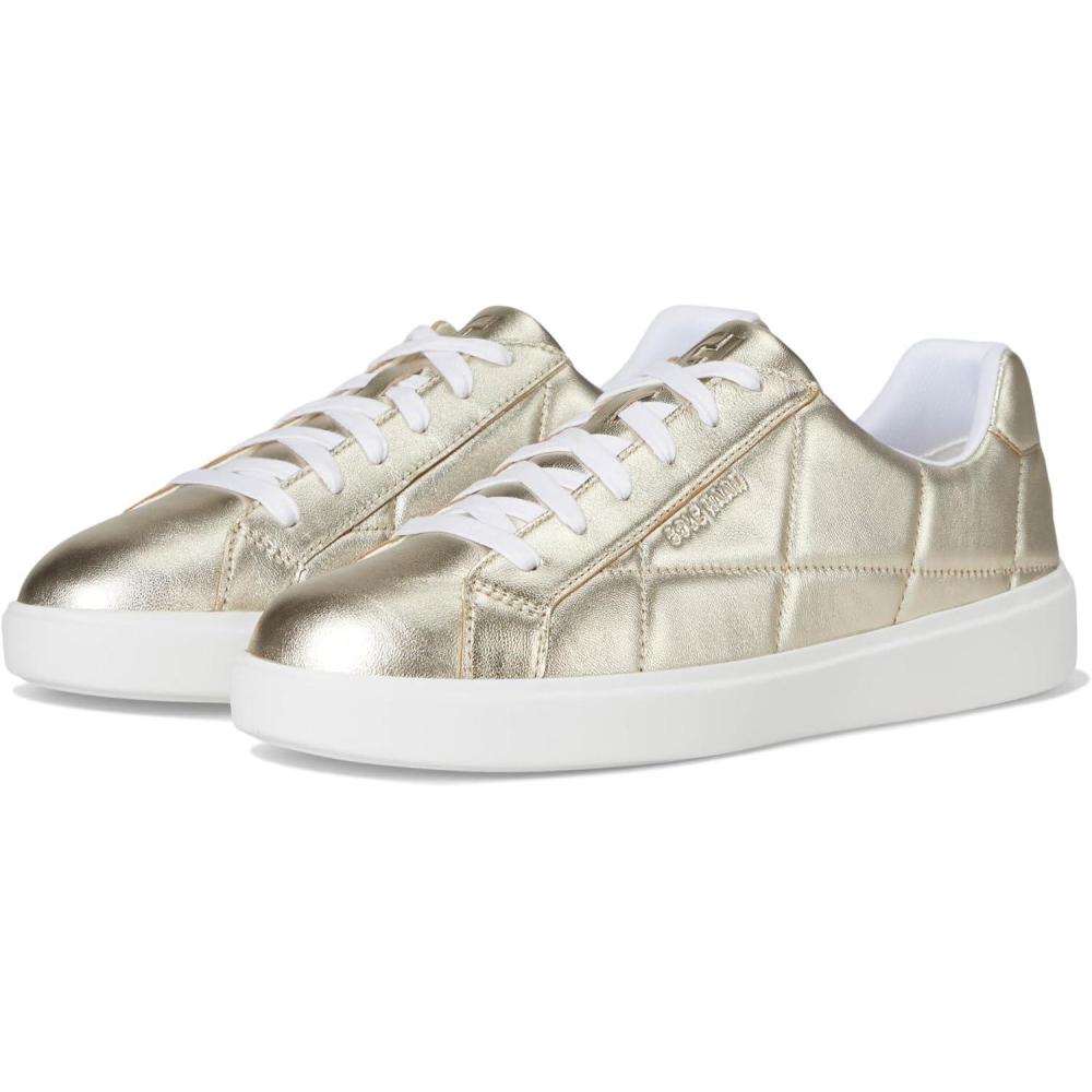image:imageCole Haan Womens Grand Crosscourt Daily SneakerSoft Gold Quilted LeatherWhite