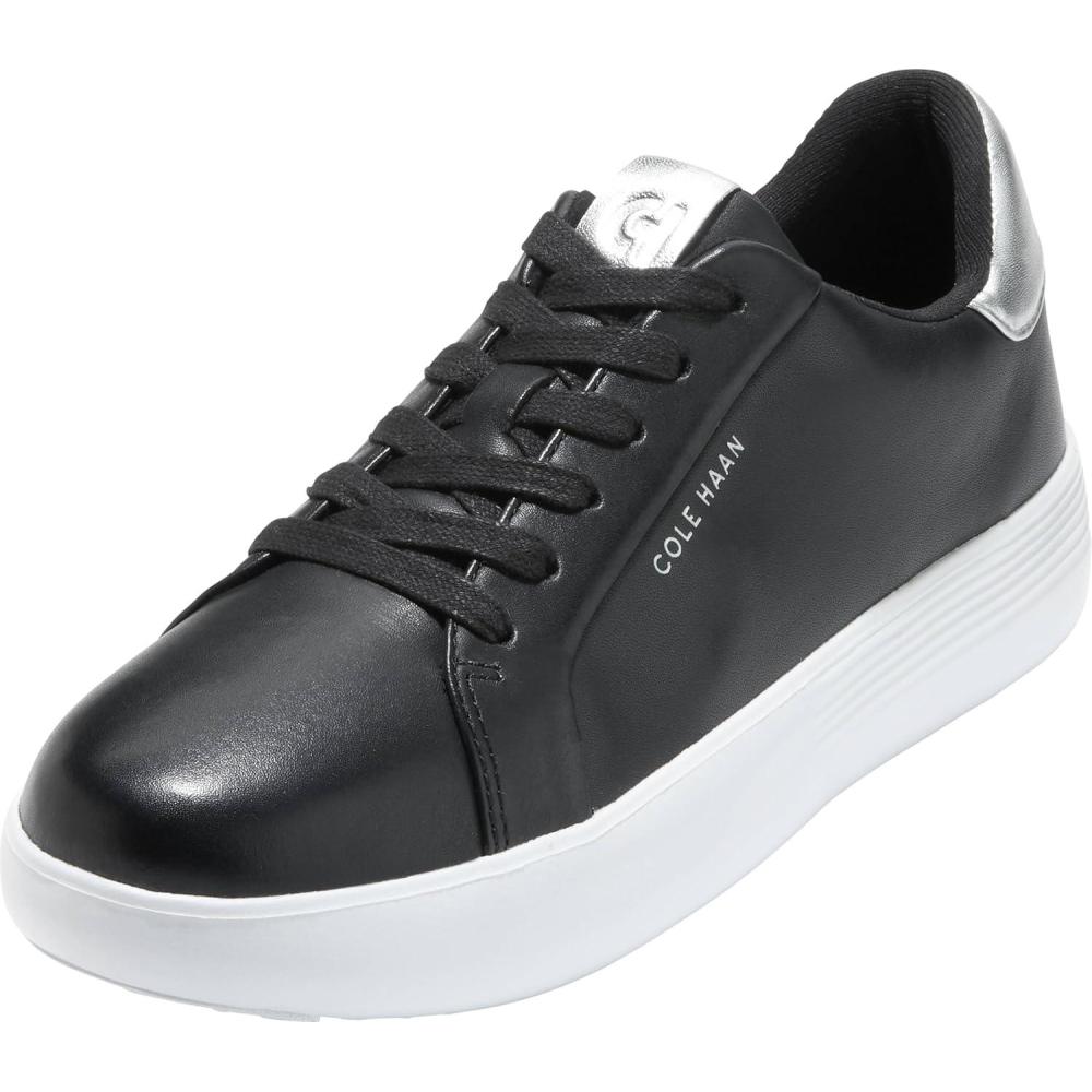 image:imageCole Haan Womens Grand Crosscourt Joy Platform SneakerBlackSilver Metallic