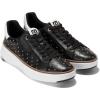 Black Leather/Gold Studs