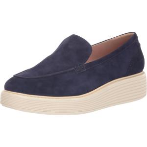 Cole Haan Womens Original Grand Platform Venetian LoaferLoafer(Evening Blue Suede/Ivory)