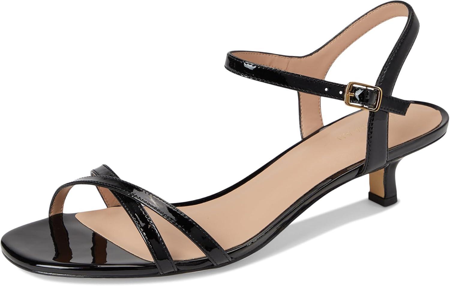 image:imageCole Haan womens Leni Kitten Heel Strappy 40mmBlack Patent Ltr