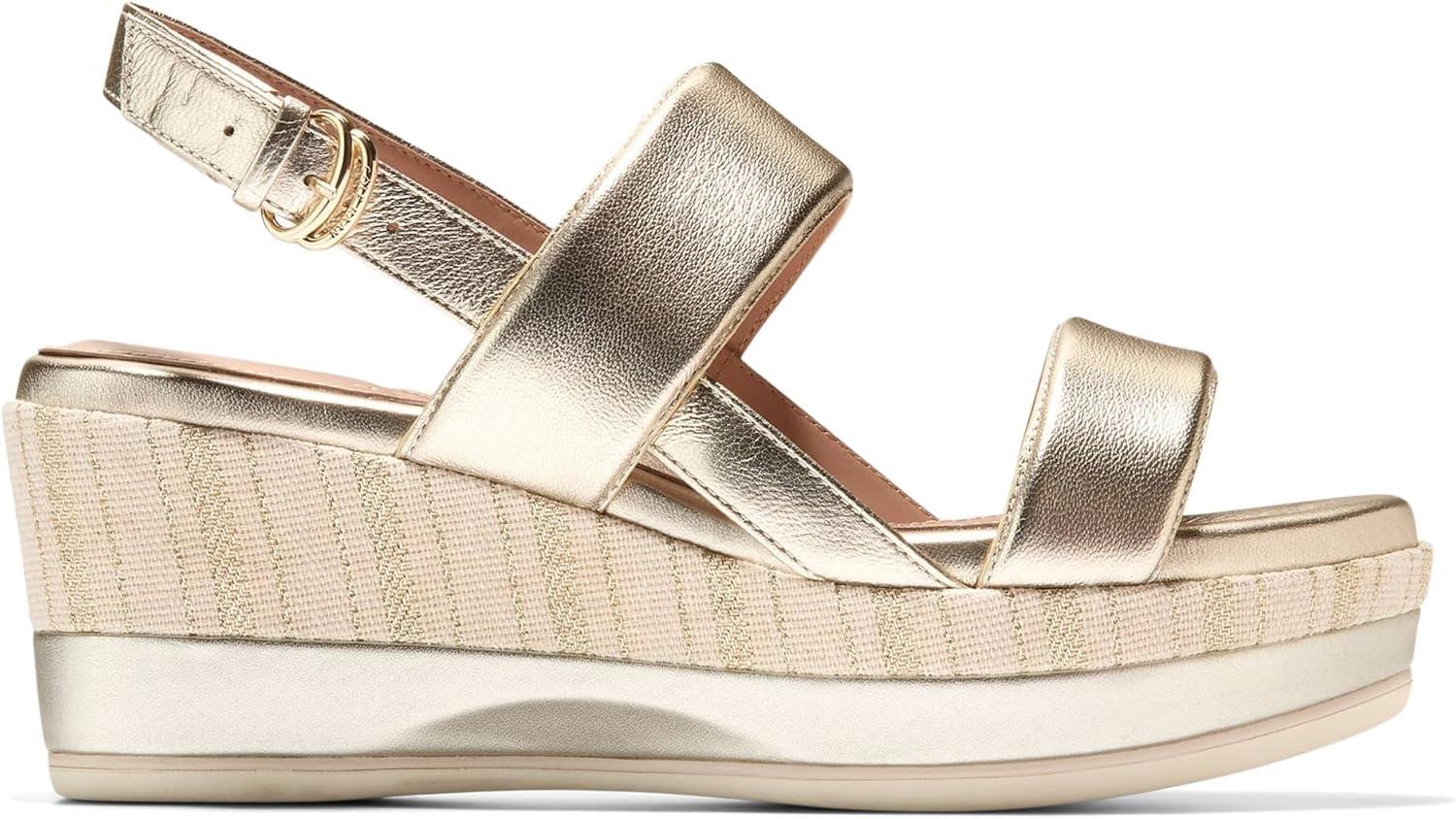 image:imageCole Haan womens Aislin Wedge SandalSoft Gold LeatherCanvas