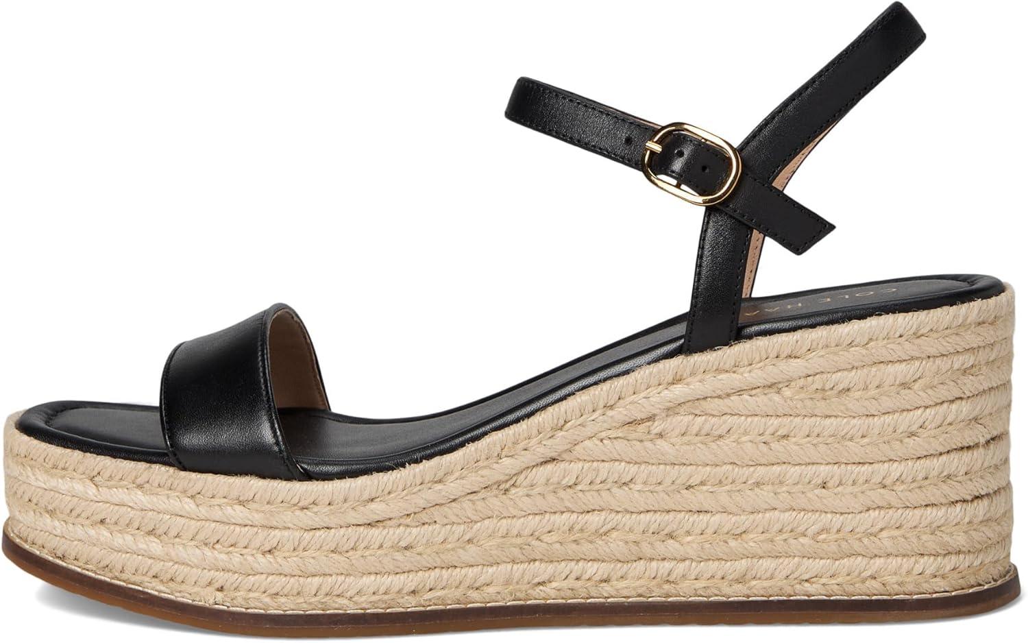 image:imageCole Haan womens Cloudfeel Keeton Espadrille FlatformBlack Leather