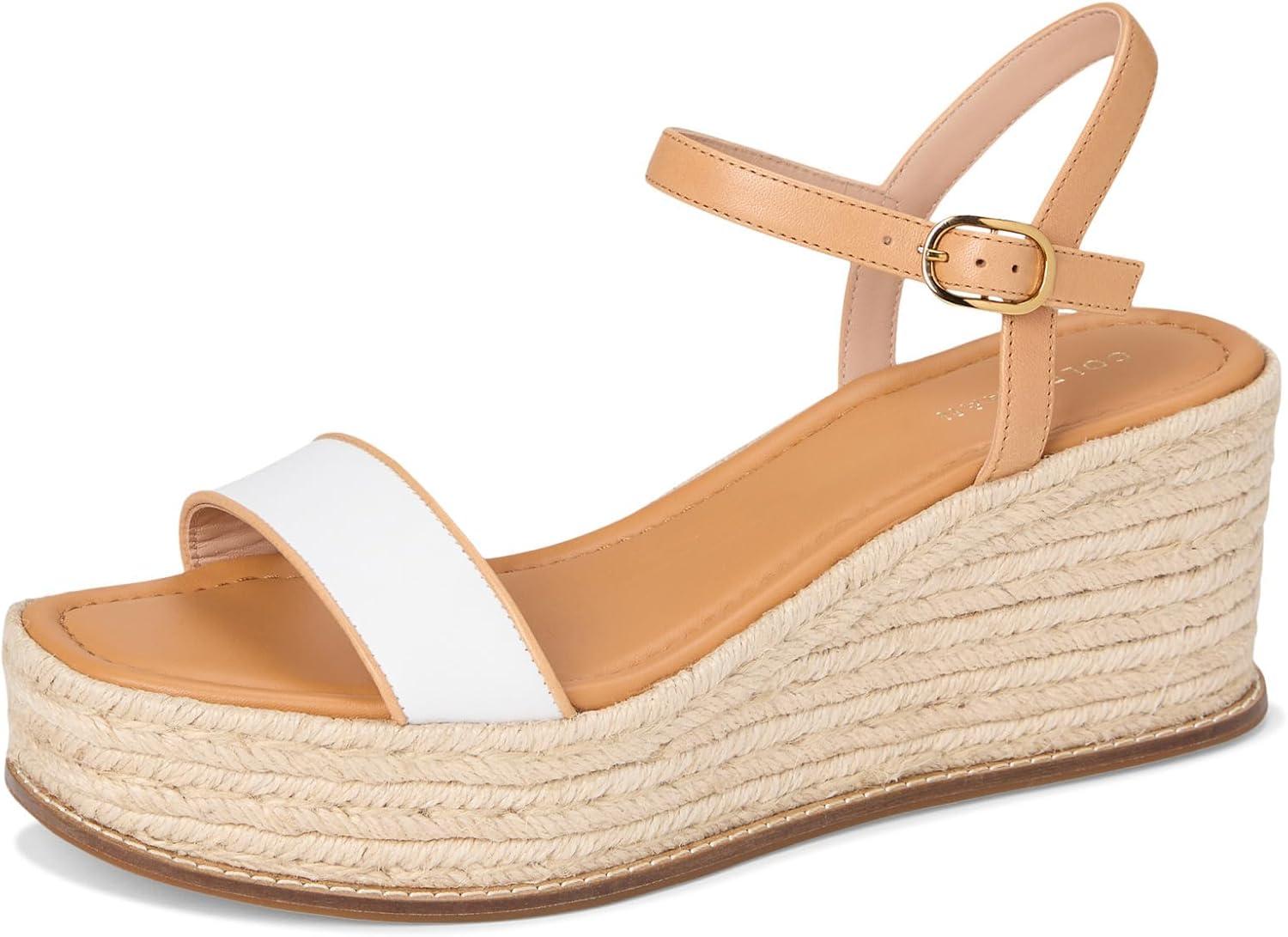 image:imageCole Haan womens Cloudfeel Keeton Espadrille FlatformWhite LeatherBiscuit