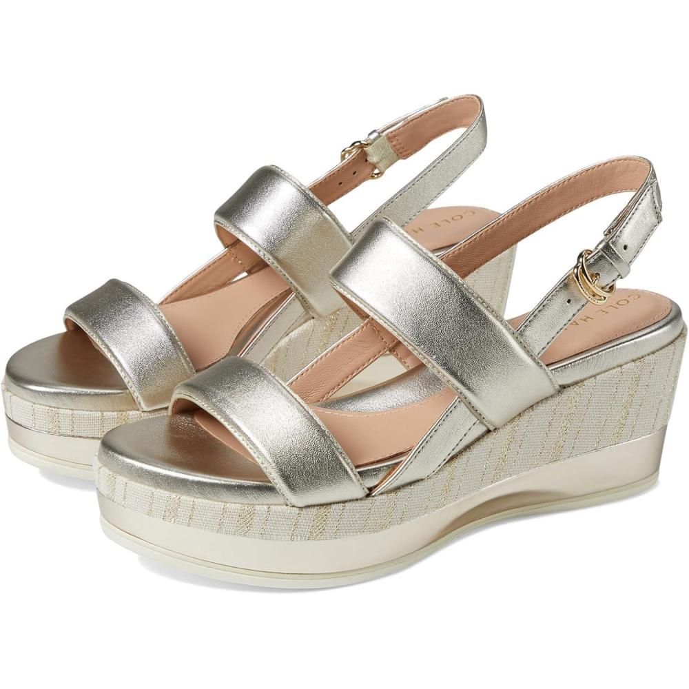 image:imageCole Haan womens Aislin Wedge SandalSoft Gold LeatherCanvas
