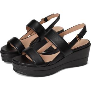 Cole Haan womens Aislin Wedge Sandal(Black Leather)