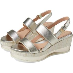 Cole Haan womens Aislin Wedge Sandal(Soft Gold Leather/Canvas)