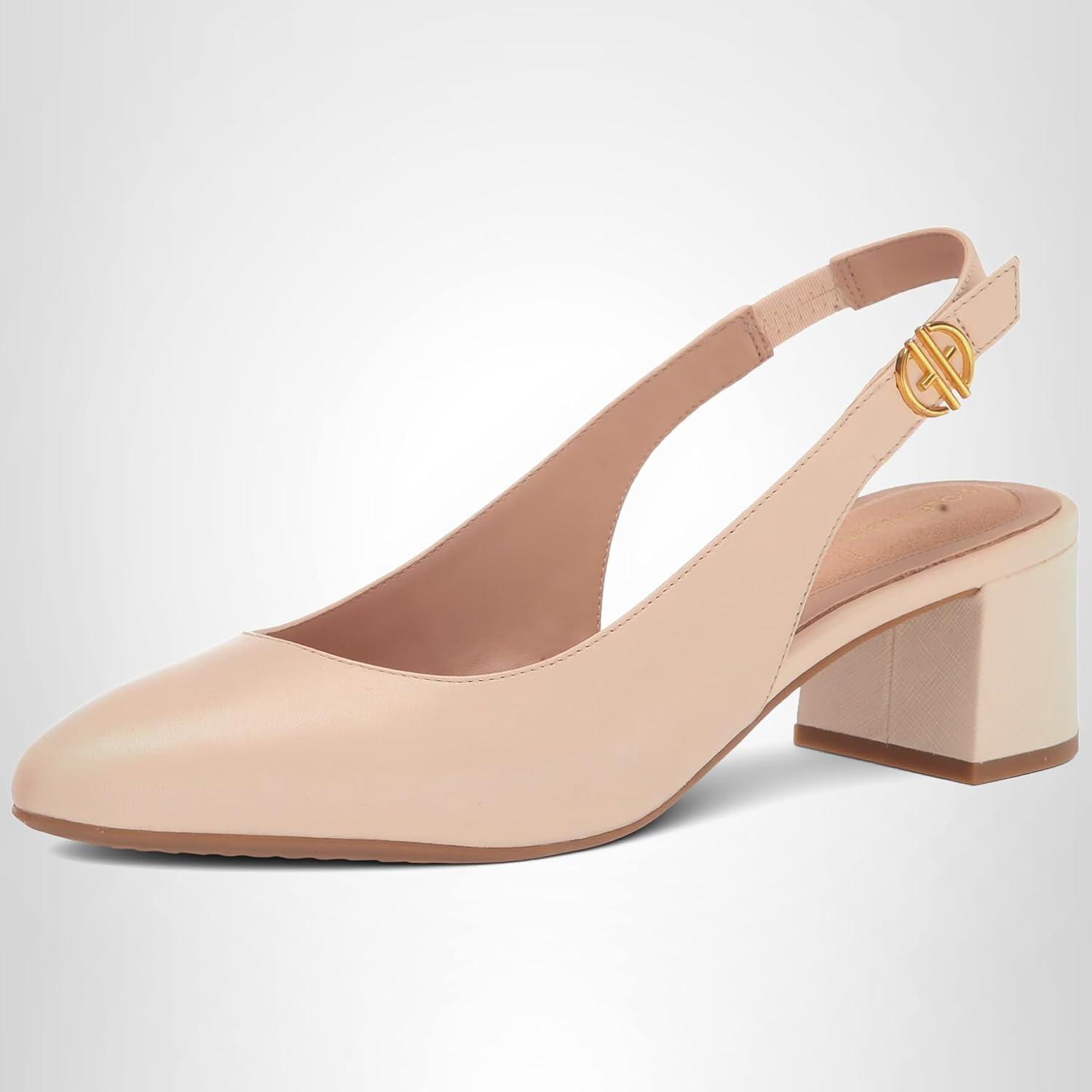 image:imageCole Haan Womens 45mm High Heel Goto SlingbackCh Bleached Tan Ltr