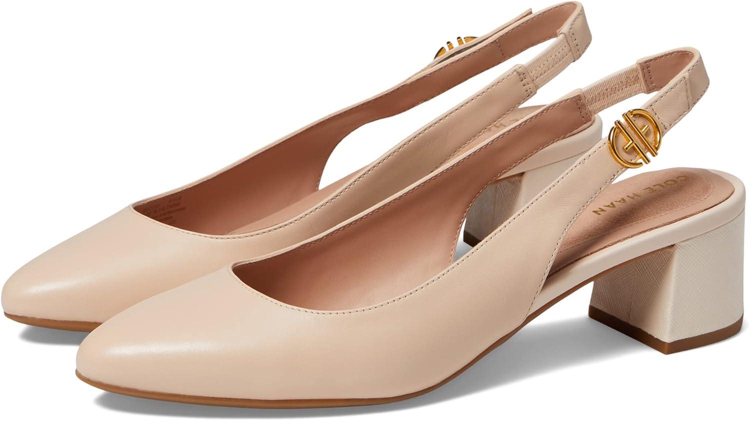 image:imageCole Haan Womens 45mm High Heel Goto SlingbackCh Bleached Tan Ltr