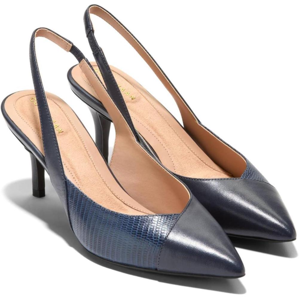 image:imageCole Haan Womens Goto Slingback 65mmNavy Blazer LtrDk Brown Stack