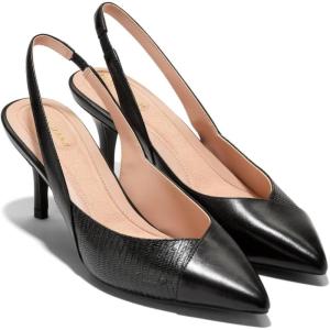 Cole Haan Womens Go-to Slingback 65mm(Black Ltr/Black Lizard Prt Ltr)