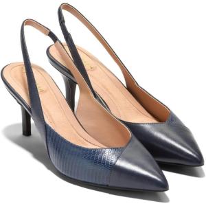 Cole Haan Womens Go-to Slingback 65mm(Navy Blazer Ltr/Dk Brown Stack)