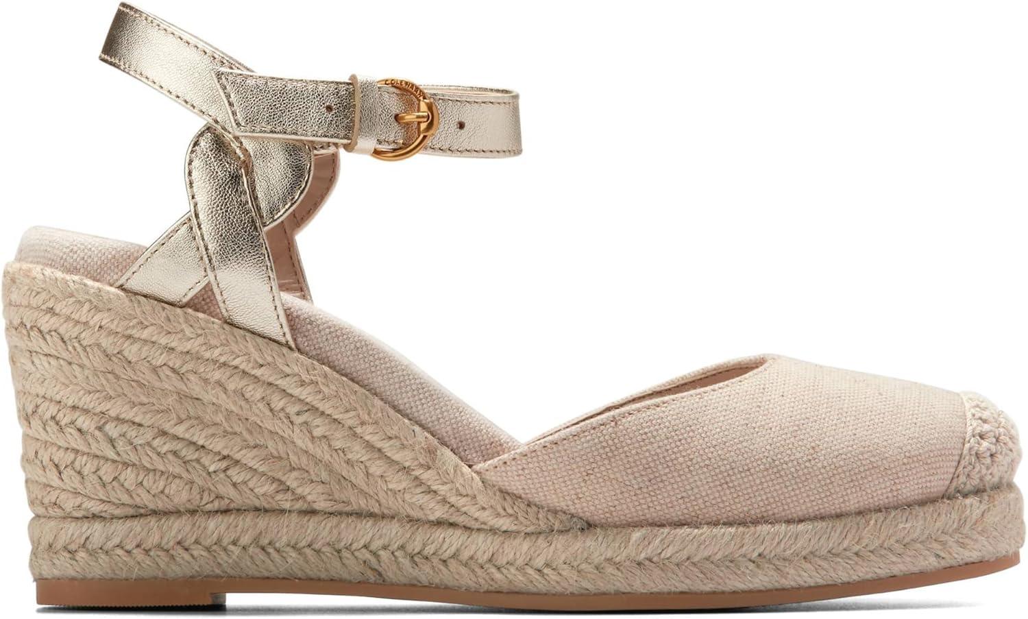 image:imageCole Haan Womens Cloudfeel Espadrille Wedge 80mm IiNatural LinenSoft Gold Ltr
