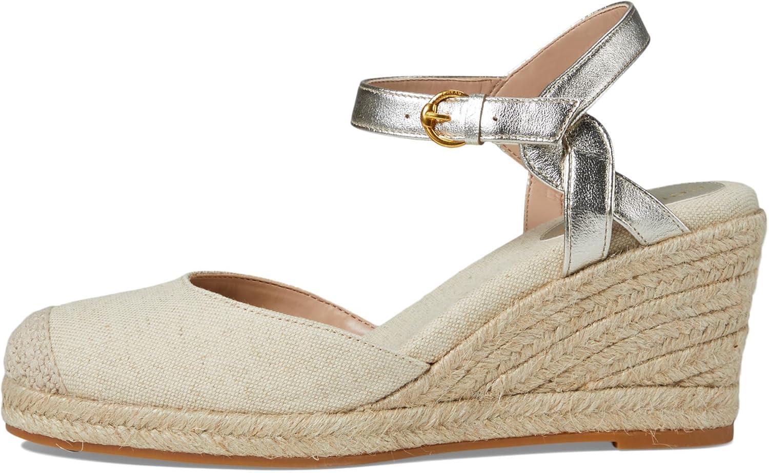 image:imageCole Haan Womens Cloudfeel Espadrille Wedge 80mm IiNatural LinenSoft Gold Ltr