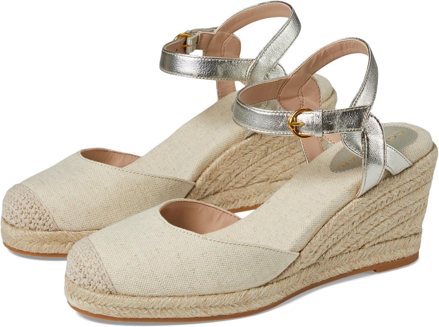 image:imageCole Haan Womens Cloudfeel Espadrille Wedge 80mm IiNatural LinenSoft Gold Ltr