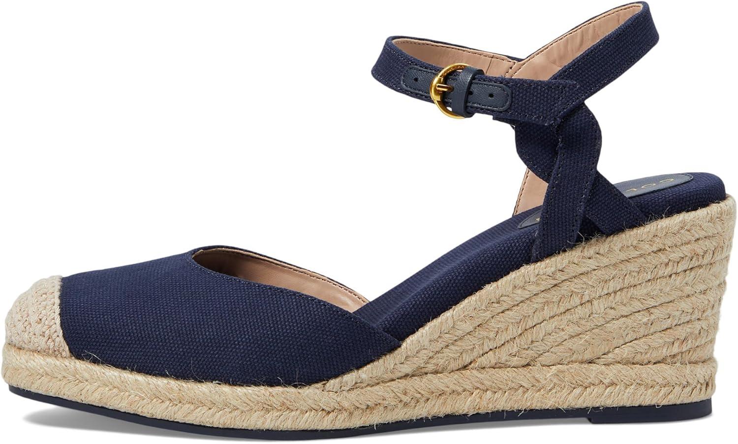 image:imageCole Haan Womens Cloudfeel Espadrille Wedge 80mm IiNavy Blazer LinenNat Jute