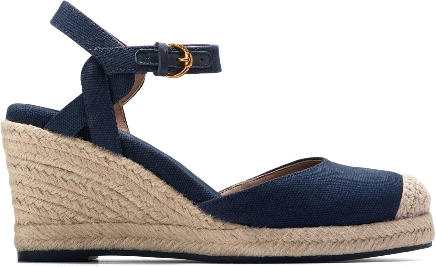 image:imageCole Haan Womens Cloudfeel Espadrille Wedge 80mm IiNavy Blazer LinenNat Jute