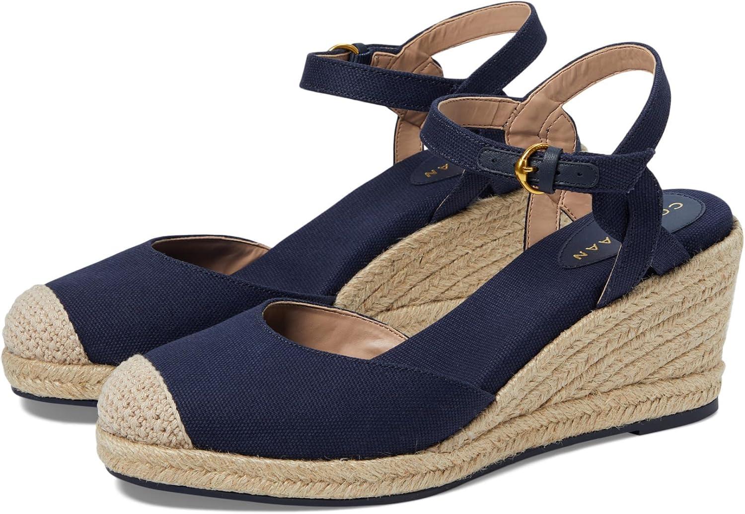 image:imageCole Haan Womens Cloudfeel Espadrille Wedge 80mm IiNavy Blazer LinenNat Jute