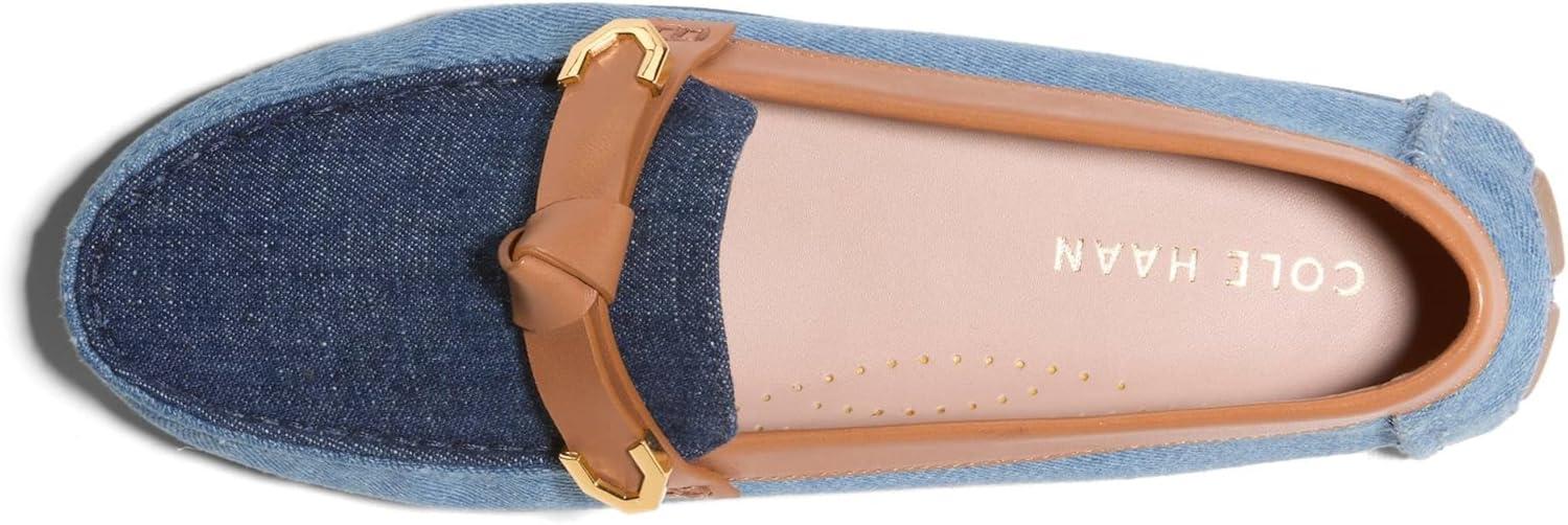 image:imageCole Haan Womens Evelyn Bow DriverLight DenimDark DenimPecan Leather