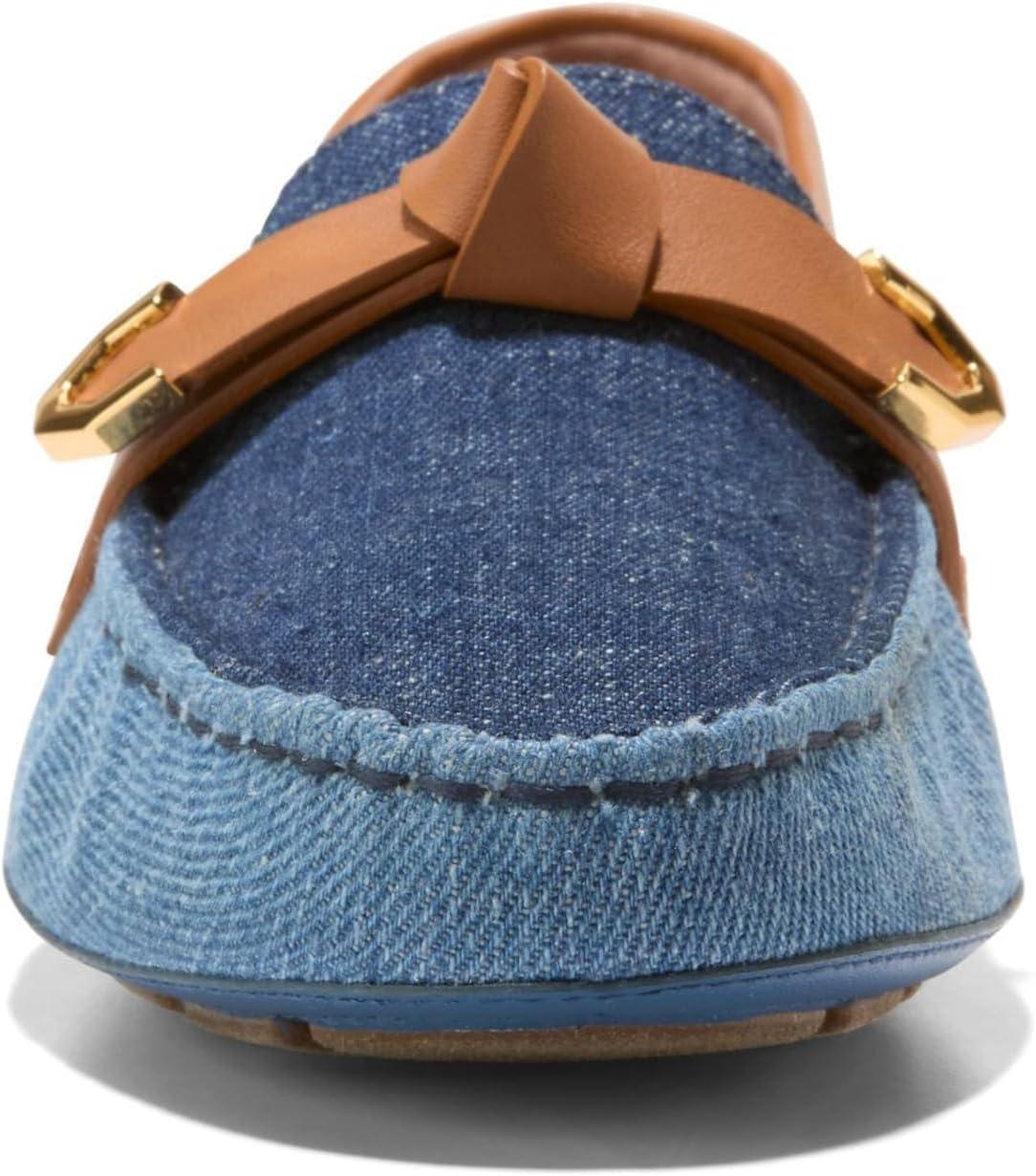 image:imageCole Haan Womens Evelyn Bow DriverLight DenimDark DenimPecan Leather
