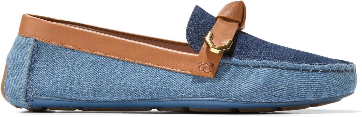 image:imageCole Haan Womens Evelyn Bow DriverLight DenimDark DenimPecan Leather