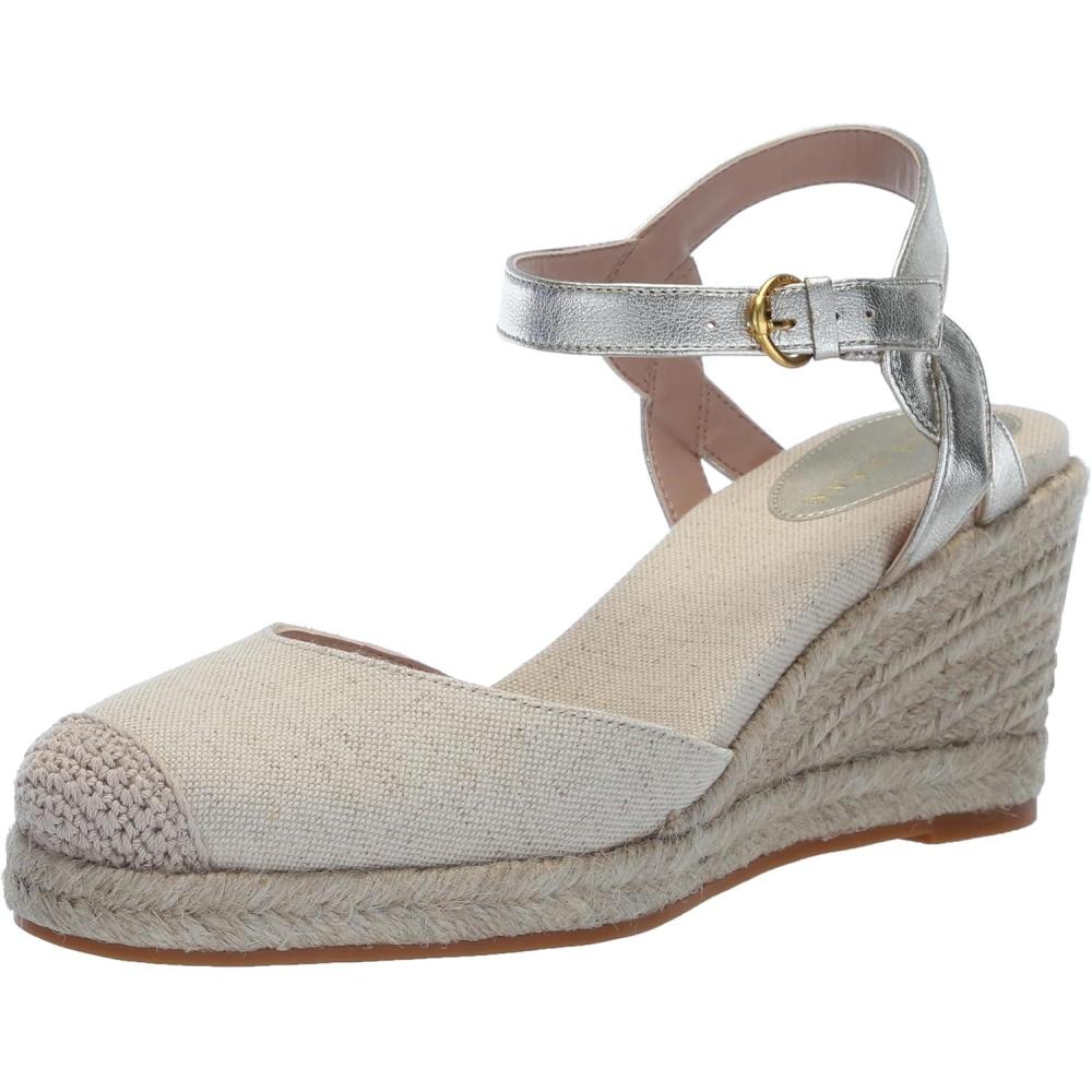 image:imageCole Haan Womens Cloudfeel Espadrille Wedge 80mm IiNatural LinenSoft Gold Ltr