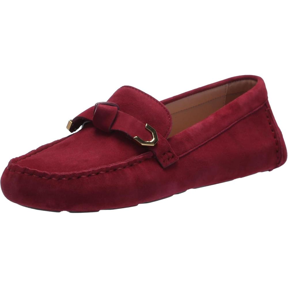 image:imageCole Haan Womens Evelyn Bow DriverBlack Cherry SuedePatent Leather