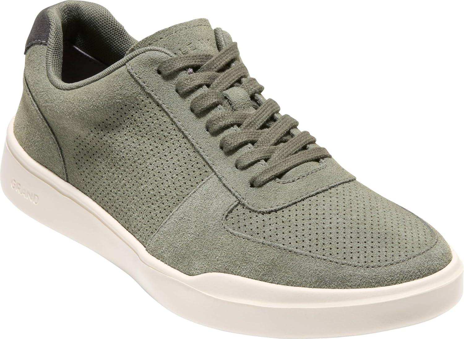 image:imageCole Haan Mens Grand Crosscourt Modern Perforated SneakersDusty Olive SuedeRaven